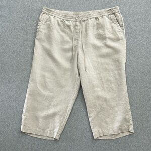 Talbots Womens Natural Linen Pull On Capri Pants Pockets Size 3X Lightweight